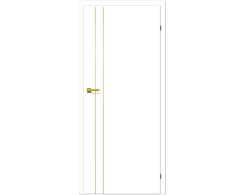 Porte intérieure Pertura Anea 02 décor blanc 86x198,5 cm droite sans perçage pour serrure Porte intérieure avec ferrures et lignes décoratives