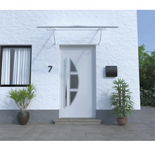 ARON Vordach Pultform Paris VSG 150x115 cm weiß inkl. Konsole G und Regenrinne rechts geschlossen-thumb-1
