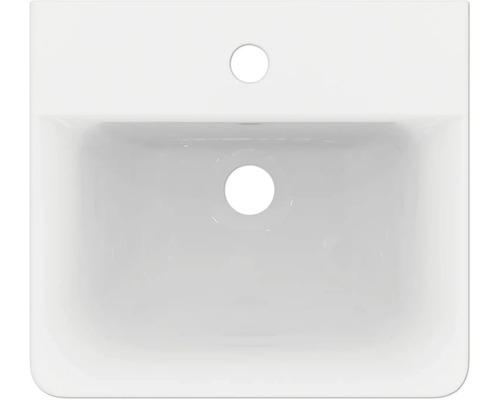 Vue de dessus d''un lavabo en céramique avec trou de robinet