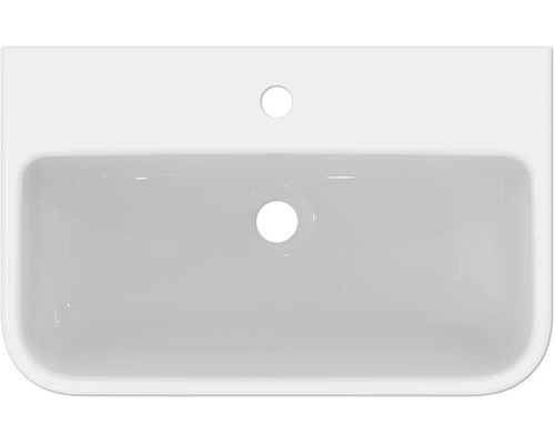 Lavabo en céramique avec trou de robinet et trop-plein