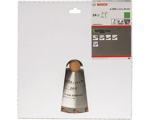 Lame de scie circulaire Bosch Optiline Wood, 254 x 2,0 x 30 millimètres