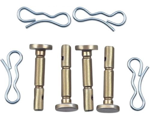 Vier Bolzen und vier Drahtspinte