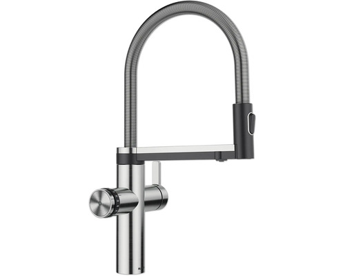 Robinet de cuisine avec fonction de filtre et eau bouillante Blanco CHOICE ICONA acier inoxydable brossé 527656