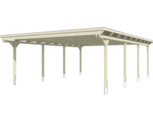 Carport en bois avec toit plat pour véhicules