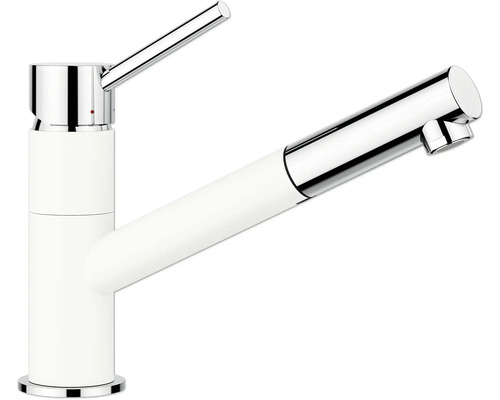 Robinet de cuisine avec douchette Blanco KANO-S chrome blanc silgranit 527650 Robinet de cuisine avec bec pivotant