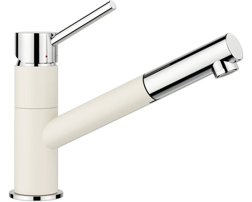 Robinet de cuisine avec douchette Blanco KANO-S chrome blanc délicat 527655 Robinet de cuisine avec bec pivotant