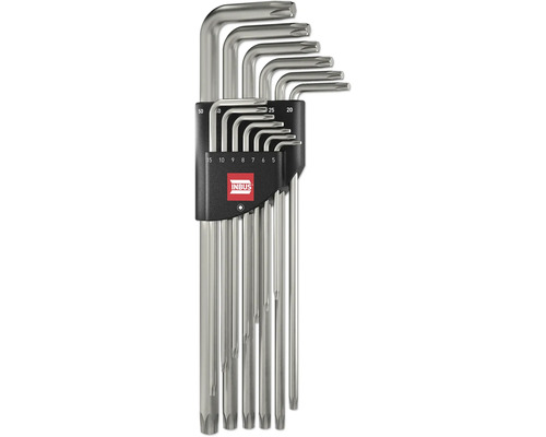 Jeu de tournevis coudés TORX® 13 pces, TX5–50 — Made in Germany (INBUS® 74216) Jeu de clés Torx avec support