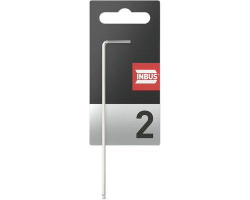 Tournevis coudé INBUS® 71482 (extra long) 2mm, avec tête sphérique — Made in Germany Clé Allen taille 2 dans l''emballage