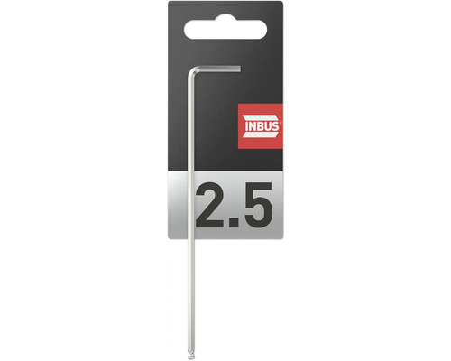 Tournevis coudé INBUS® 71499 (extra long) 2.5mm, avec tête sphérique — Made in Germany Logo Inbus. Clé Allen avec boule, taille 2,5.