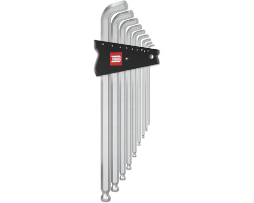 Jeu de clés 6 pans INBUS® 70211 (extra long) 1.5-10mm avec angle 100° et tête sphérique 9 pces