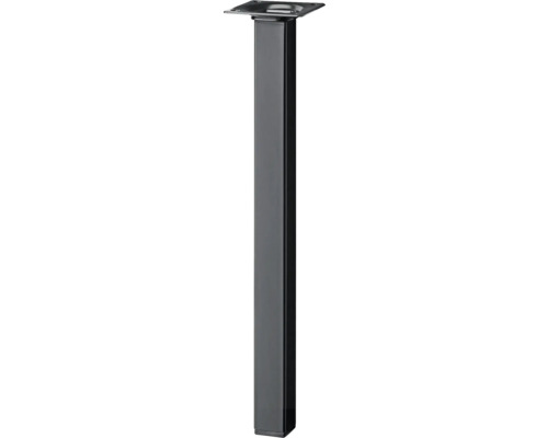 Pied de table Tarrox carré 25 x 25 x 500 mm, noir Pied de table en métal avec plaque de fixation