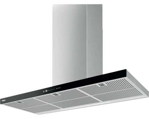 Dunstabzugshaube aus Metall mit Bedienfeld und Beleuchtung