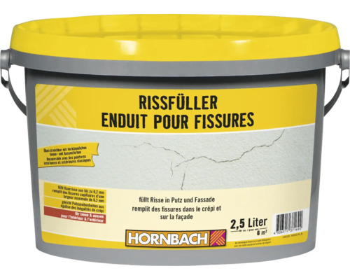 Remplisseur de fissure pour façade HORNBACH blanc 2,5 l Seau d''enduit de fissures pour plâtre et façade, 2,5 litres