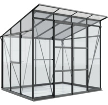Gewächshaus mit Rahmen und transparenter Verkleidung.