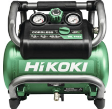 HiKOKI Logo auf einem tragbaren, ölfreien Akku-Kompressor