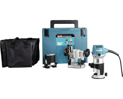 Makita Multifunktionsfräse mit Zubehör, Transportkoffer und Werkzeugtasche
