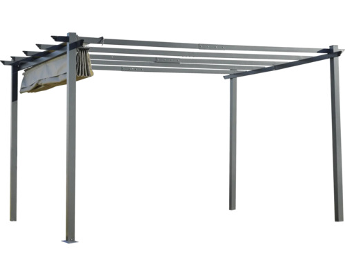 Pergola autoportante en métal avec store latéral extensible
