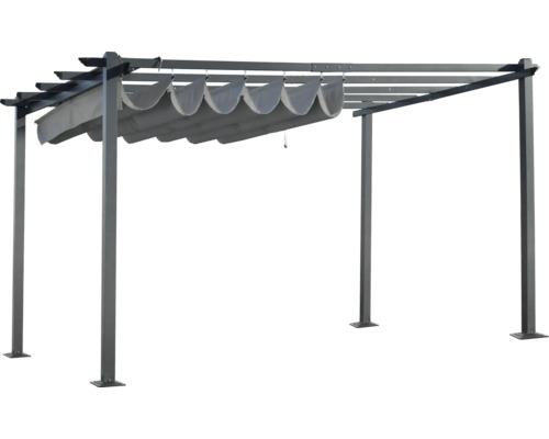 Pergola avec toit à lamelles et protection solaire textile