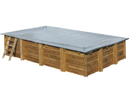 Piscine en bois avec couverture et échelle