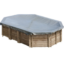 Aufstellpool mit Holzverkleidung und Abdeckplane