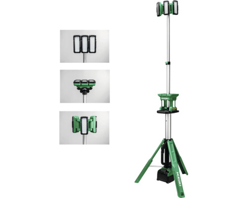 Projecteur de chantier sur batterie HiKOKI UB18DG, sans batterie ni chargeur Projecteur de chantier à batterie HiKoki avec trépied