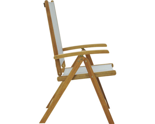 Fauteuil de jardin en bois avec accoudoirs et revêtement en tissu