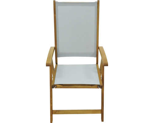 Chaise de jardin en bois avec accoudoirs et assise en tissu