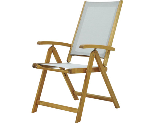 Fauteuil de jardin en bois avec accoudoirs et revêtement textile