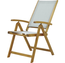 Gartenstuhl GARDEN PLACE Linda 2er Set braun, Gestell aus Akazie, Sitzbezug aus robustem Textilgewebe, Rückenlehne verstellbar