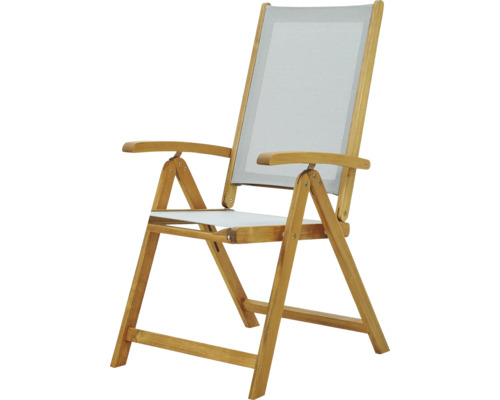 Chaise pliante en bois avec accoudoirs et revêtement en tissu