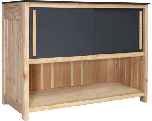 Gartenschrank/Outdoorküche Konsta Typ 603 Douglasie Sideboard/Regal Schiebetür 120 x 58 x 92 cm HPL anthrazit