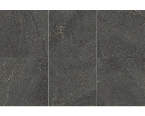 Six carreaux de sol gris aspect marbre
