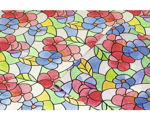 Film décoratif avec motif floral comme décoration de fenêtre