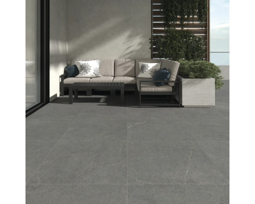 Dalle de terrasse en grès cérame fin FLAIRSTONE Canyon Grey bord rectifié 90 x 90 x 2 cm