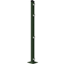 Poteau avec plaque de sol 60x40x1080 mm pour clôture 103 cm de hauteur RAL 6005 vert mousse