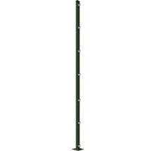 Poteau avec plaque de sol 60x40x2480 mm pour clôture 243 cm de hauteur RAL 6005 vert mousse