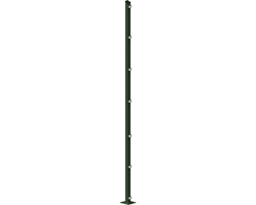 Poteau avec plaque de sol 60x40x2480 mm pour clôture 243 cm de hauteur RAL 6005 vert mousse Poteau avec plaque de sol 60x40x2480 mm pour clôture 243 cm de hauteur RAL 6005 vert mousse