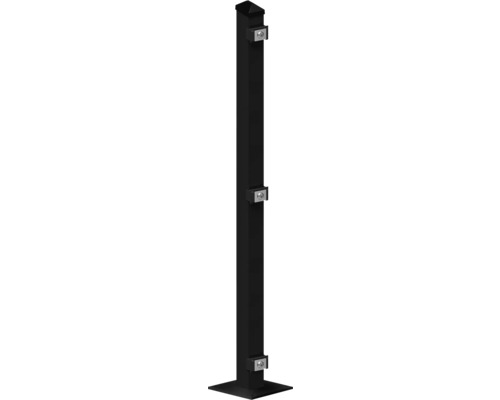 Poteau avec plaque de sol 60x40x880 mm pour clôture 83 cm de hauteur RAL 7016 anthracite Poteau avec plaque de sol 60x40x880 mm pour clôture 83 cm de hauteur RAL 7016 anthracite
