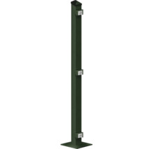 Poteau avec plaque de sol 60x40x880 mm pour clôture 83 cm de hauteur RAL 6005 vert mousse