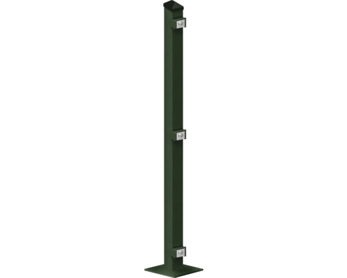 Poteau avec plaque de sol 60x40x880 mm pour clôture 83 cm de hauteur RAL 6005 vert mousse Poteau avec plaque de sol 60x40x880 mm pour clôture 83 cm de hauteur RAL 6005 vert mousse
