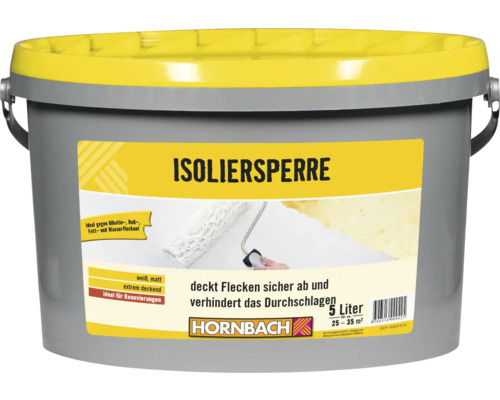 Peinture isolante HORNBACH sous-couche isolante anti-nicotine blanc 5 l Peinture isolante en pot, adaptée contre les taches de nicotine, de suie, de graisse et d''eau