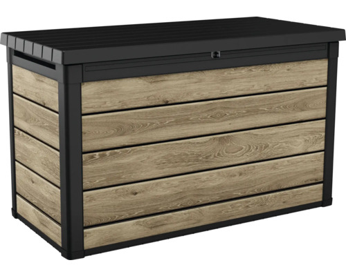 Aufbewahrungsbox, Kissenbox KETER Signature Ashwood 757 L Holzoptik anthrazit/braun