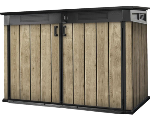 Cache-poubelle Keter Signature Ashwood Mega 2020 L 190,5 x 109,3 cm aspect bois anthracite/marron