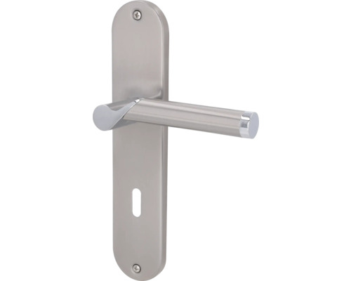 Türdrückergarnitur aus Edelstahl mit Langschild