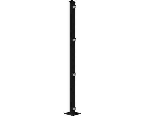 Poteau avec plaque de sol 60x40x1280 mm pour clôture 123 cm de hauteur RAL 7016 anthracite Poteau avec plaque de sol 60x40x1280 mm pour clôture 123 cm de hauteur RAL 7016 anthracite