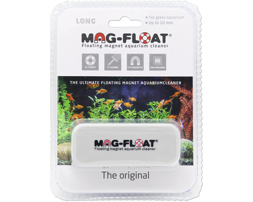 Nettoyeur de vitres Mag-Float aimant à algues Long aimant à algues pour aquarium flottant env. 10 x 5,5 x 3,8 cm épaisseur de verre jusqu'à 10 mm