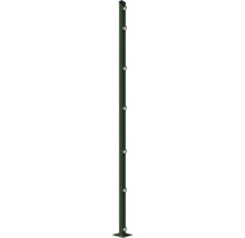 Poteau avec plaque de sol 60x40x2280 mm pour clôture 223 cm de hauteur RAL 6005 vert mousse