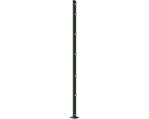 Poteau avec plaque de sol 60x40x2280 mm pour clôture 223 cm de hauteur RAL 6005 vert mousse Poteau avec plaque de sol 60x40x2280 mm pour clôture 223 cm de hauteur RAL 6005 vert mousse