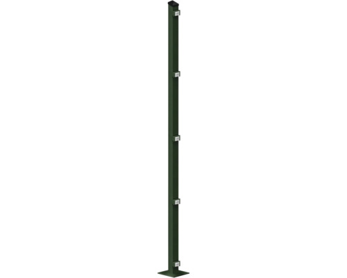 Poteau avec plaque de sol 60x40x1680 mm pour clôture 163 cm de hauteur RAL 6005 vert mousse Poteau avec plaque de sol 60x40x1680 mm pour clôture 163 cm de hauteur RAL 6005 vert mousse