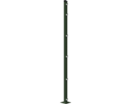 Poteau avec plaque de sol 60x40x1880 mm pour clôture 183 cm de hauteur RAL 6005 vert mousse Poteau avec plaque de sol 60x40x1880 mm pour clôture 183 cm de hauteur RAL 6005 vert mousse